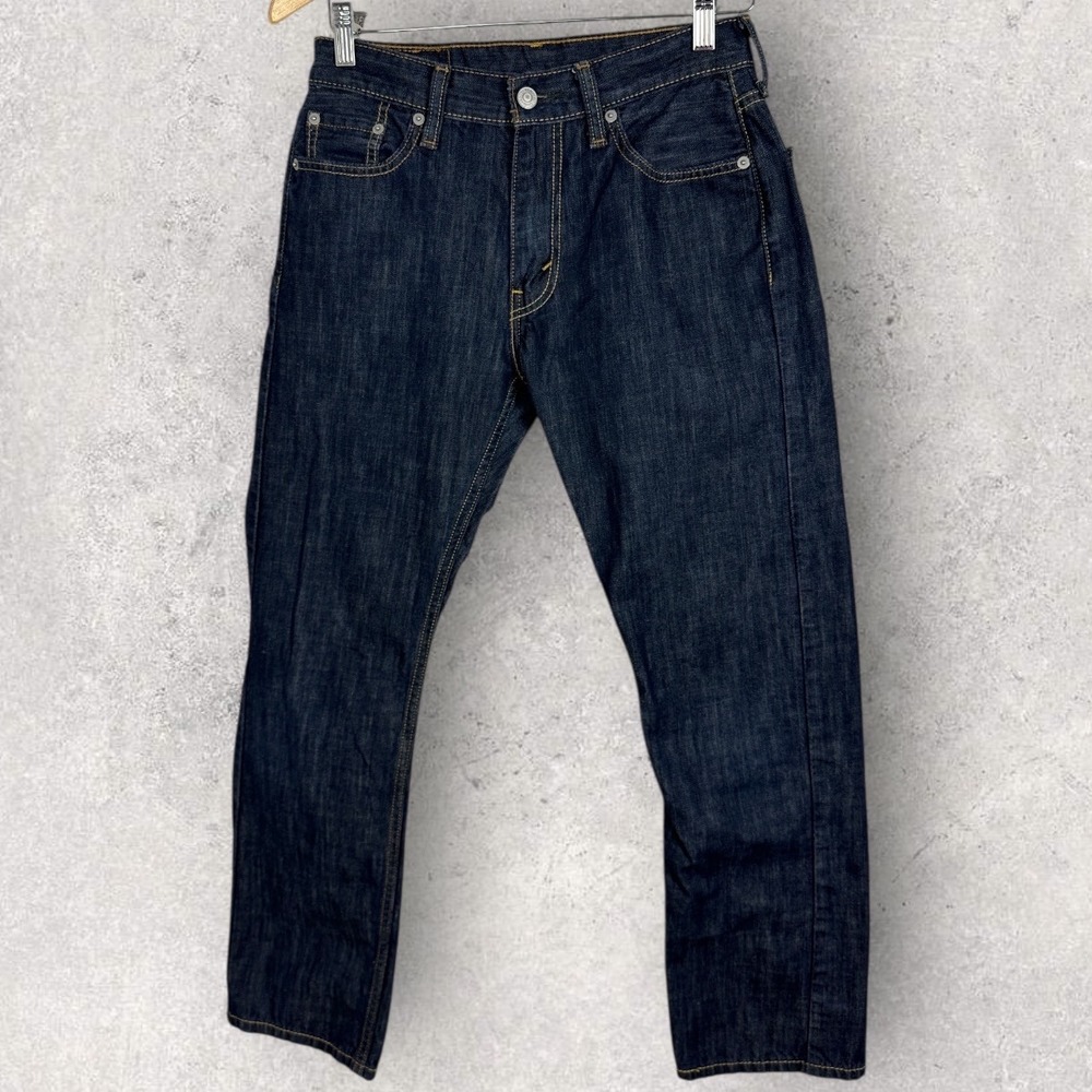 Levis 513 Dark Blue Slim Straight Jeans Mens Size 30 Denim Zipper Fly Minimalist